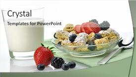  Presentation with cereal - Audience pleasing PPT layouts consisting of mini bowls - shredded wheat cereal with fruits backdrop and a white colored foreground