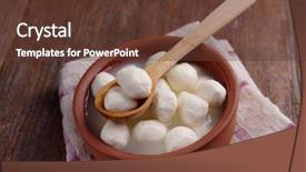  Presentation with mozzarella cheese - Slide deck featuring mini bowls - small mozzarella cheese balls background and a  colored foreground