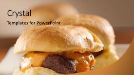 Presentation with burger - Cool new slide deck with mini burger sliders shot backdrop and a coral colored foreground
