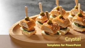  Presentation with baby shower - Beautiful PPT layouts featuring mini burgers for baby shower party on table backdrop and a tawny brown colored foreground