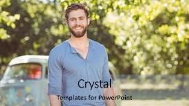  Presentation with camera - Amazing theme having mini car - handsome hipster smiling at camera backdrop and a light blue colored foreground