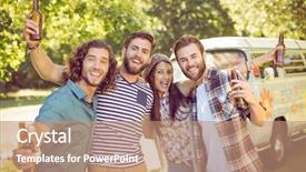  Presentation with beer - Slide deck enhanced with mini car - hipster friends having a beer background and a coral colored foreground