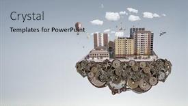  Presentation with design - PPT layouts with mini-city-design-mixed-media background and a light gray colored foreground