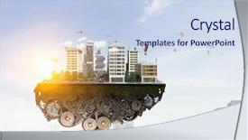  Presentation with design - Amazing presentation having mini city design mixed media backdrop and a sky blue colored foreground