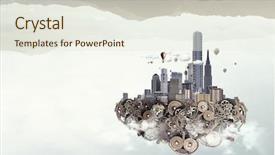  Presentation with ho chi minh city - Beautiful presentation theme featuring mini city design mixed media backdrop and a sky blue colored foreground