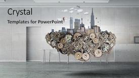  Presentation with urban design - Slides enhanced with mini city design mixed media background and a light gray colored foreground