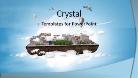  Presentation with design - Slide set with mini city exterior design background and a light blue colored foreground