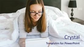  Presentation with 4 years old children and doctor - Audience pleasing slide set consisting of mini computer - 12-14 years old teenage girl backdrop and a sky blue colored foreground