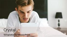  Presentation with old music - Cool new slides with mini computer - 16 years old teenager using backdrop and a coral colored foreground