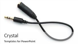  Presentation with audio - Colorful theme enhanced with mini computer - top view of audio jack backdrop and a white colored foreground