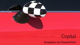  Presentation with driver - Cool new PPT layouts with mini cooper - driver mirror detail backdrop and a red colored foreground