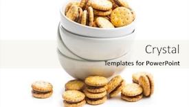  Presentation with sandwich - Presentation design featuring mini-cream-sandwich-cookies background and a soft green colored foreground