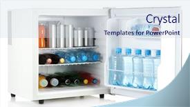  Presentation with fridge - Amazing slide deck having mini fridge full of bottles backdrop and a sky blue colored foreground