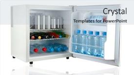  Presentation with fridge - Presentation consisting of mini fridge full of bottles and jars with various drinks isolated on white background and a lemonade colored foreground