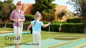  Presentation with mini golf - PPT layouts consisting of mini game - children playing in golf background and a yellow colored foreground