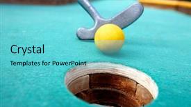 Presentation with golf - Colorful PPT layouts enhanced with mini game - golf stick and ball backdrop and a seafoam green colored foreground