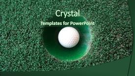  Presentation with mini golf - Amazing PPT theme having mini golf scene with ball backdrop and a ocean colored foreground