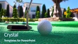  Presentation with mini golf - PPT theme enhanced with mini golf scene with ball background and a ocean colored foreground