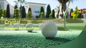  Presentation with mini golf - Theme featuring mini golf scene with ball background and a tawny brown colored foreground