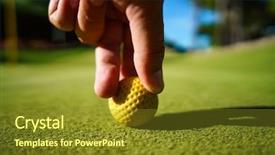  Presentation with mini golf - PPT theme consisting of mini golf yellow ball background and a tawny brown colored foreground