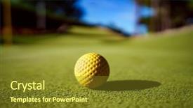  Presentation with mini golf - Colorful PPT theme enhanced with mini golf yellow ball backdrop and a tawny brown colored foreground