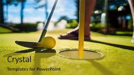  Presentation with mini golf - PPT theme featuring mini golf yellow ball background and a  colored foreground