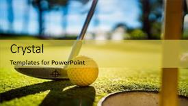  Presentation with mini golf - Colorful slide deck enhanced with mini golf yellow ball backdrop and a yellow colored foreground