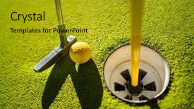  Presentation with mini golf - PPT theme enhanced with mini golf yellow ball background and a gold colored foreground