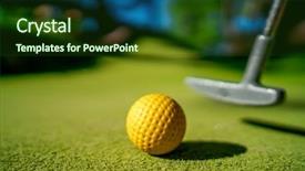  Presentation with mini golf - Cool new presentation theme with mini golf yellow ball backdrop and a tawny brown colored foreground