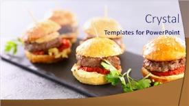  Presentation with hamburger - Beautiful presentation theme featuring mini-hamburger-withbeef-tomato backdrop and a sky blue colored foreground