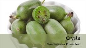  Presentation with kiwi fruit - Cool new slide set with mini kiwi baby fruit actinidia arguta backdrop and a seafoam green colored foreground