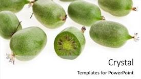  Presentation with kiwi fruit - Slide set enhanced with mini kiwi baby fruit actinidia background and a white colored foreground