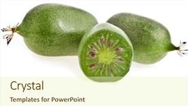  Presentation with kiwi fruit - PPT theme consisting of mini kiwi baby fruit actinidia background and a soft green colored foreground