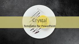  Presentation with white plate - Presentation design featuring mini-mango-cake-on-white background and a yellow colored foreground