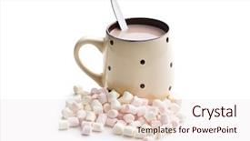  Presentation with cocoa - PPT theme with mini marshmallows and cocoa drink background and a sky blue colored foreground