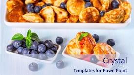  Presentation with blueberries - Amazing presentation theme having mini pancakes with fresh blueberries backdrop and a sky blue colored foreground