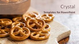  Presentation with cutting board - Presentation design featuring mini-pretzels-crusty-salted-snack background and a coral colored foreground