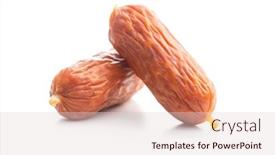  Presentation with sausages - Beautiful presentation design featuring mini-salami-sausages-isolated backdrop and a lemonade colored foreground