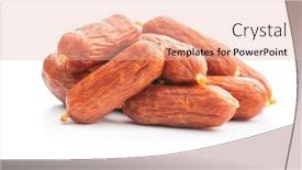  Presentation with sausages - Colorful presentation enhanced with mini-salami-sausages-isolated backdrop and a lemonade colored foreground