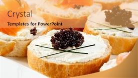  Presentation with bagel - Beautiful presentation featuring mini sandwiches - bagel smoked salmon caviar and cream cheese backdrop and a yellow colored foreground