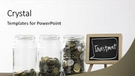  Presentation with save water concept saving - Colorful presentation enhanced with mini strategy - blackboard with words investment backdrop and a white colored foreground