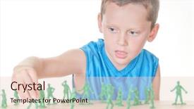  Presentation with soldiers - Beautiful PPT theme featuring mini strategy - boy playing with toy soldiers backdrop and a lemonade colored foreground