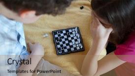  Presentation with strategy - Slides having mini strategy - kids playing chess background and a  colored foreground