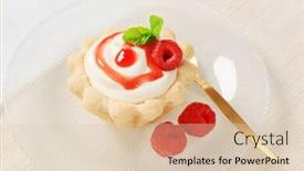  Presentation with rich - PPT theme consisting of mini tart with rich white cream and fresh red raspberries background and a lemonade colored foreground