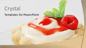 Presentation with rich - Slide deck enhanced with mini tart with rich white cream and fresh red raspberries background and a white colored foreground