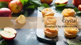  Presentation with cake and icing - PPT layouts featuring mini tarts with icing sugar background and a yellow colored foreground
