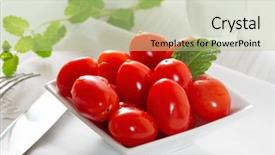  Presentation with mini power plant - Presentation design consisting of mini tomatoes on a platter background and a  colored foreground