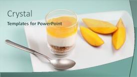  Presentation with mango fruit - Beautiful slide set featuring mini-trifle-dessert-with-mango backdrop and a soft green colored foreground
