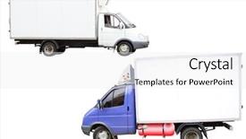  Presentation with pebble under ripple water - Slides having mini van - little lorries under the white background and a white colored foreground