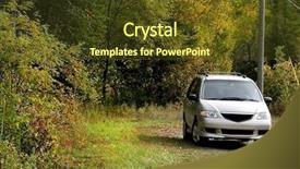  Presentation with rural road - Presentation consisting of mini van on a rural background and a tawny brown colored foreground